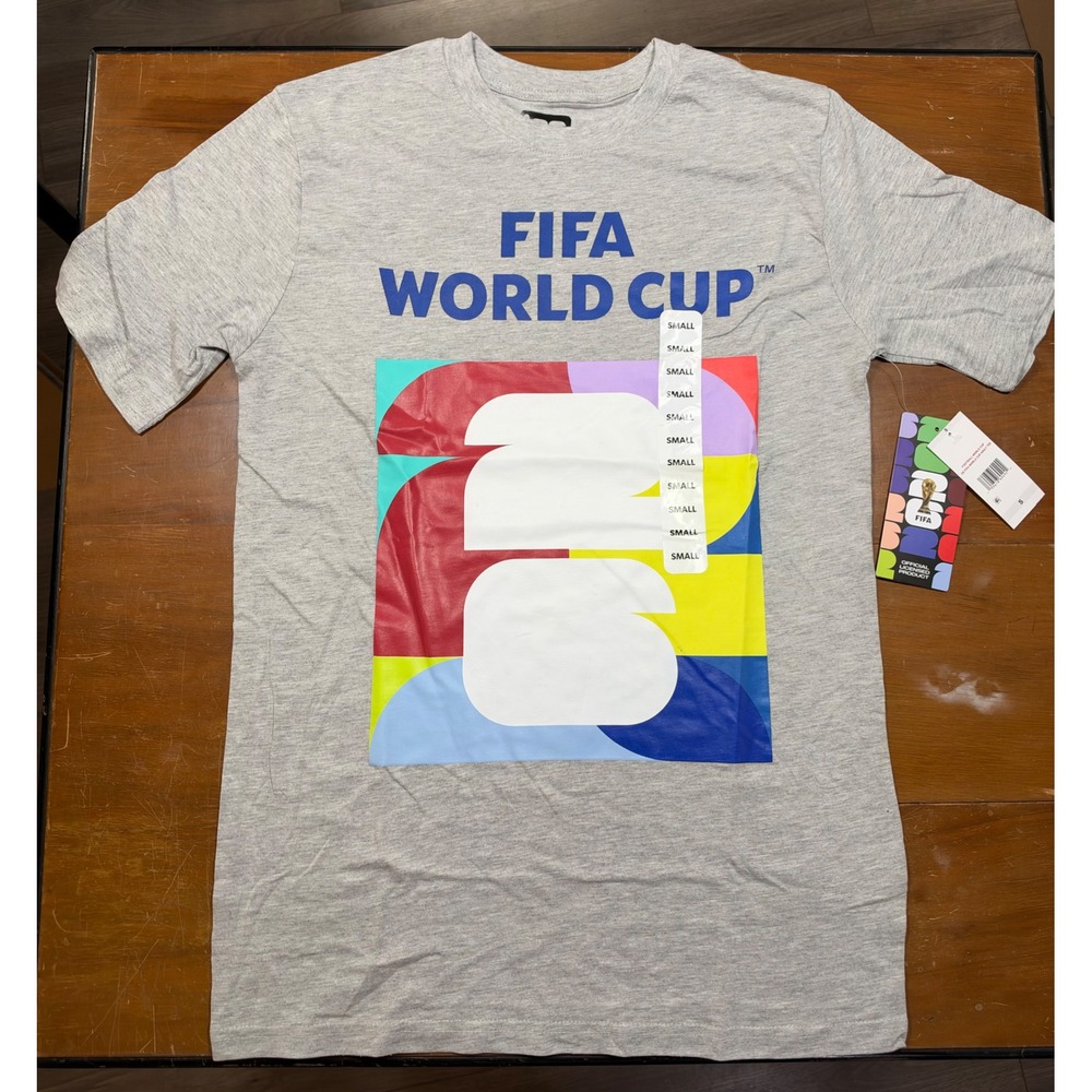 NWT FIFA World Cup T-Shirt Men's Small Grey 2026 Host Cities Graphic Tee